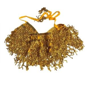 Gold “life of a showgirl” wrap skirt, o/s